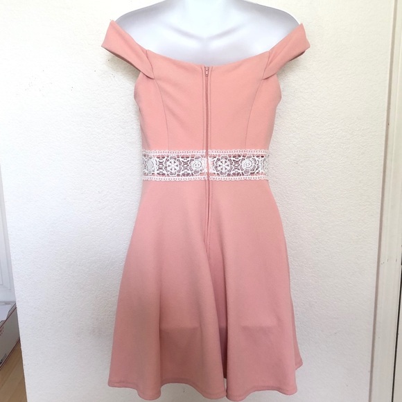 Teeze Me Off Shoulder Crochet Waist Skater Dress - Picture 7 of 8